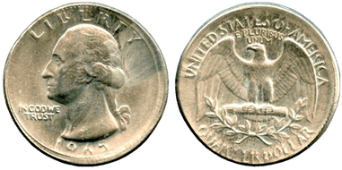 An example of a broadstrike mint for 1965 quarters.
